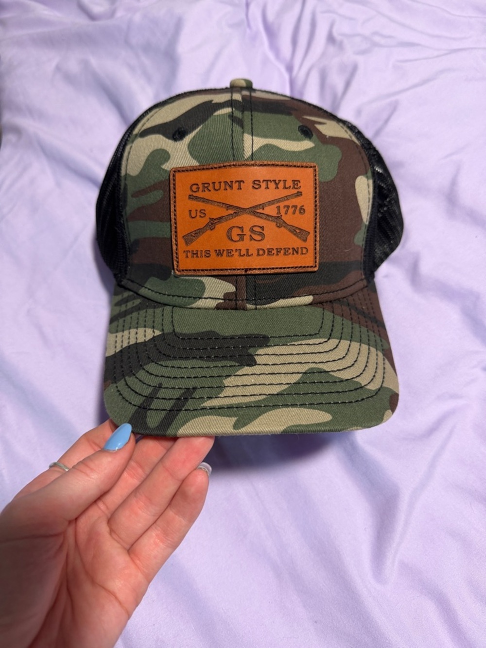 Grunt Style Camo Trucker Hat - Green/Brown/Black